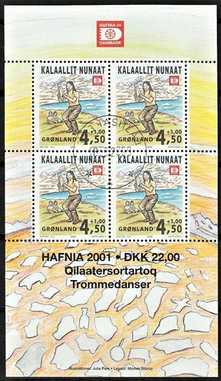 FRIMÆRKER GRØNLAND | 2000 - AFA 365a - Hafnia 01 - Miniark 22,00 kr. flerfarvet - Pænt stemplet